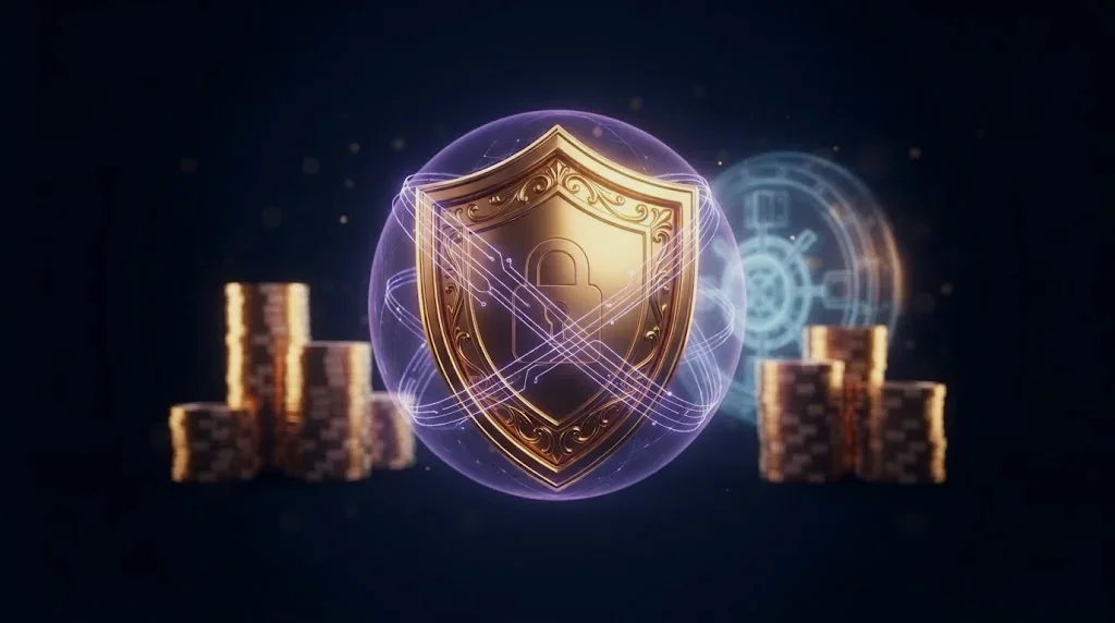 Bouclier doré symbole de sécurité chez Dreamzino Casino